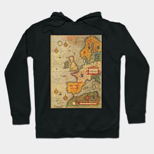 Antique Map, a Sea Chart of Europe by Lucas Janszoon Waghenaer, 1583 Hoodie